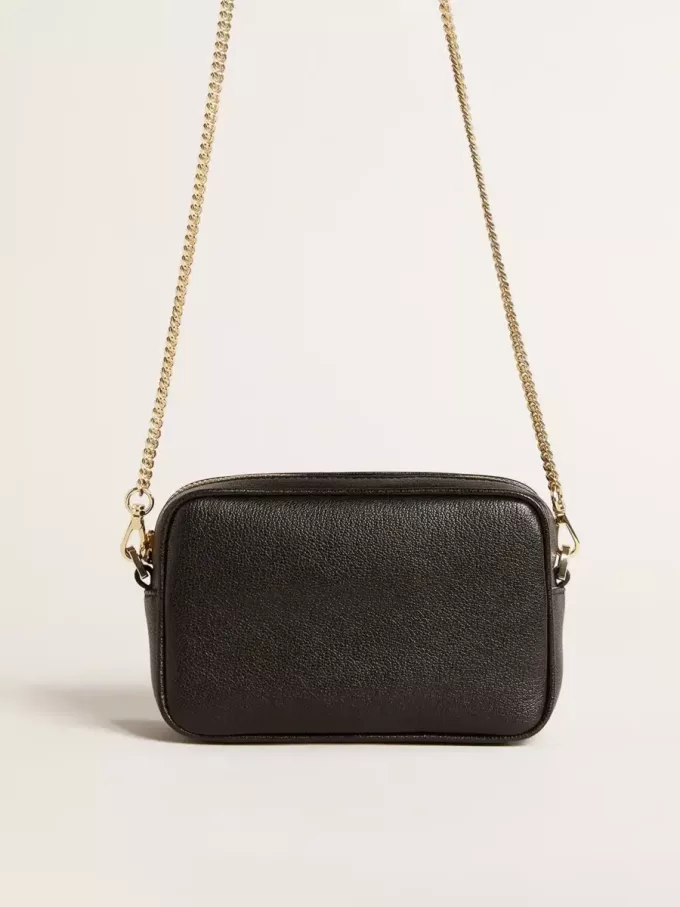 Mini Star Bag i svart läder med ton-i-ton-stjärna