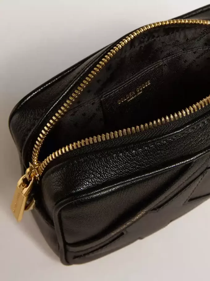Mini Star Bag i svart läder med ton-i-ton-stjärna