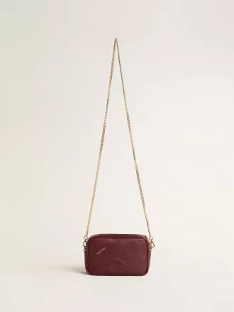Mini Star Bag i vinrött läder med ton-i-ton-stjärna