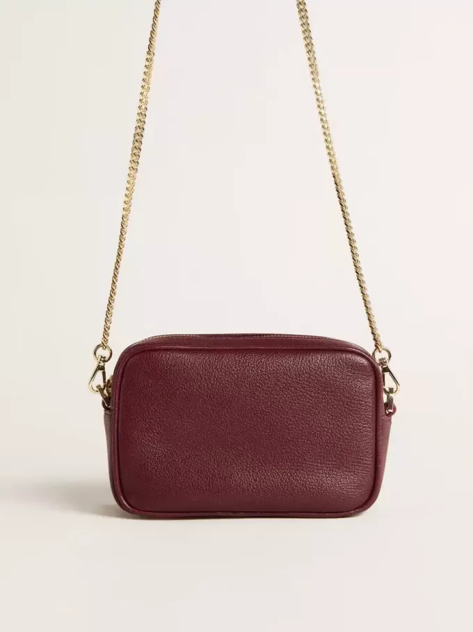 Mini Star Bag i vinrött läder med ton-i-ton-stjärna Mini Star Bag i vinrött läder med ton-i-ton-stjärna