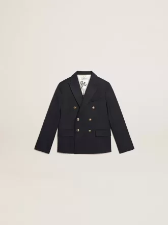 Mörkblå dubbelknäppt blazer för pojkar