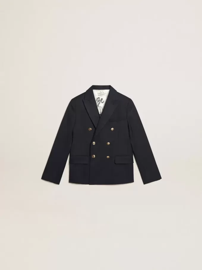 Mörkblå dubbelknäppt blazer för pojkar Mörkblå dubbelknäppt blazer för pojkar