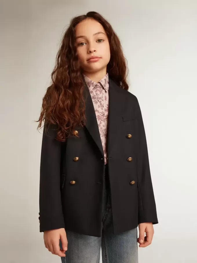 Mörkblå dubbelknäppt blazer för pojkar Mörkblå dubbelknäppt blazer för pojkar