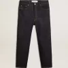 Mörkblå jeans för herr i en tvättad denim