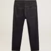 Mörkblå jeans för herr i en tvättad denim