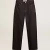 Mörkblå jeans för herr med vida ben i enfärgad denim