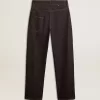 Mörkblå jeans för herr med vida ben i enfärgad denim