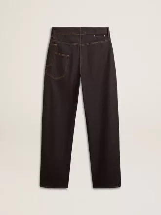 Mörkblå jeans för herr med vida ben i enfärgad denim