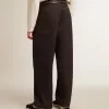 Mörkblå jeans för herr med vida ben i enfärgad denim