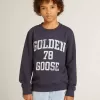 Mörkblå sweatshirt för pojkar med vitt tryck Mörkblå sweatshirt för pojkar med vitt tryck