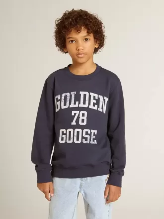 Mörkblå sweatshirt för pojkar med vitt tryck
