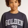 Mörkblå sweatshirt för pojkar med vitt tryck Mörkblå sweatshirt för pojkar med vitt tryck