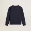Mörkblå sweatshirt för pojkar med vitt tryck Mörkblå sweatshirt för pojkar med vitt tryck