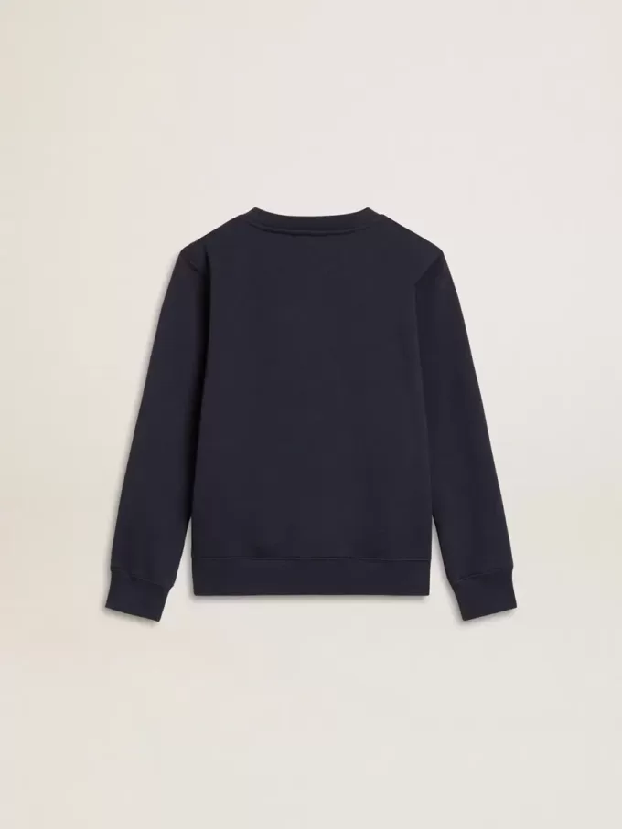 Mörkblå sweatshirt för pojkar med vitt tryck Mörkblå sweatshirt för pojkar med vitt tryck