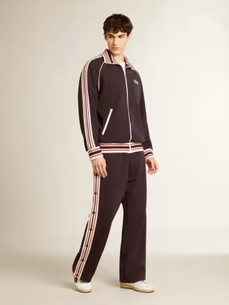 Mörkblå sweatshirt med dragkedja och vit logotyp för herr