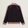 Mörkblå sweatshirt med dragkedja och vit logotyp för herr
