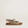 Noa Junior-sandaler i mikroglitter och platinaläder Noa Junior-sandaler i mikroglitter och platinaläder