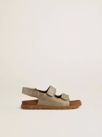 Noa Junior-sandaler i mikroglitter och platinaläder
