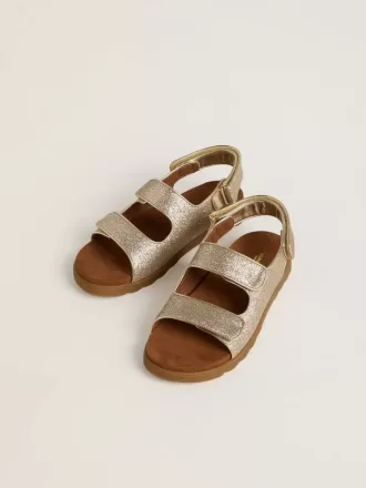 Noa Junior-sandaler i mikroglitter och platinaläder