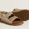 Noa Junior-sandaler i mikroglitter och platinaläder Noa Junior-sandaler i mikroglitter och platinaläder