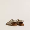 Noa Junior-sandaler i mikroglitter och platinaläder Noa Junior-sandaler i mikroglitter och platinaläder