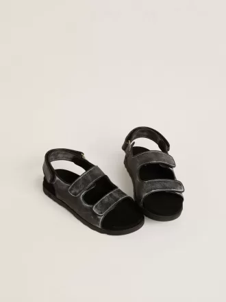 Noa Junior sandaler i slitet svart läder