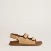 Noa-sandaler för barn i beige raffia och brunt läder Noa-sandaler för barn i beige raffia och brunt läder