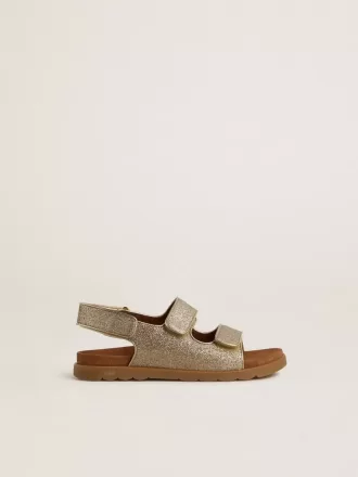 Noa Young sandaler i mikroglitter och platinaläder