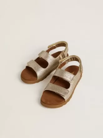 Noa Young sandaler i mikroglitter och platinaläder