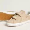 Old School för damer i beige mocka med vit läderflik på hälen