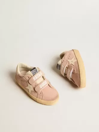 Old School Junior i rosa mocka med krämfärgad läderstjärna och hälflik