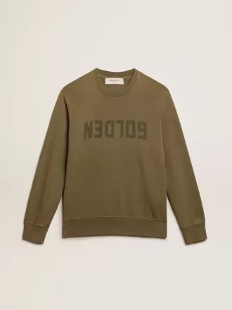Olivgrön sweatshirt för herr med Golden-text