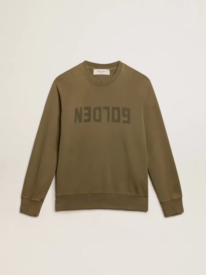 Olivgrön sweatshirt för herr med Golden-text Olivgrön sweatshirt för herr med Golden-text