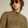 Olivgrön sweatshirt för herr med Golden-text Olivgrön sweatshirt för herr med Golden-text