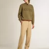 Olivgrön sweatshirt för herr med Golden-text Olivgrön sweatshirt för herr med Golden-text