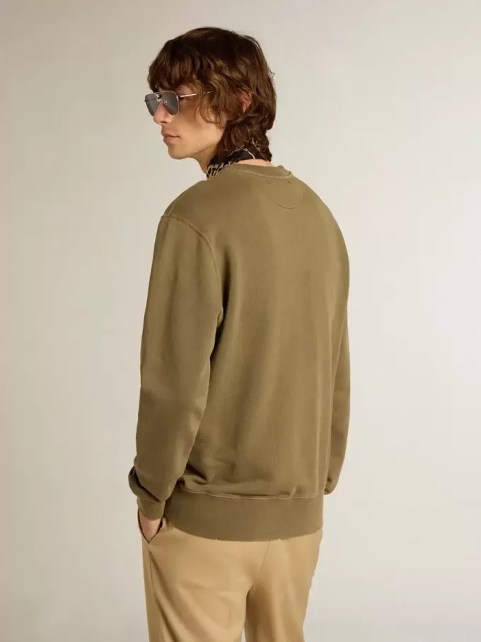 Olivgrön sweatshirt för herr med Golden-text Olivgrön sweatshirt för herr med Golden-text