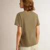 Olivgrön T-shirt för damer med guldfärgad text