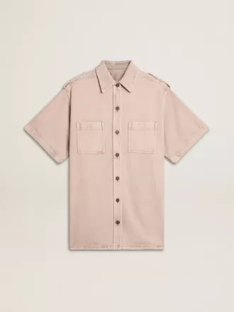 Oversized denimskjorta för damer i rosa färg