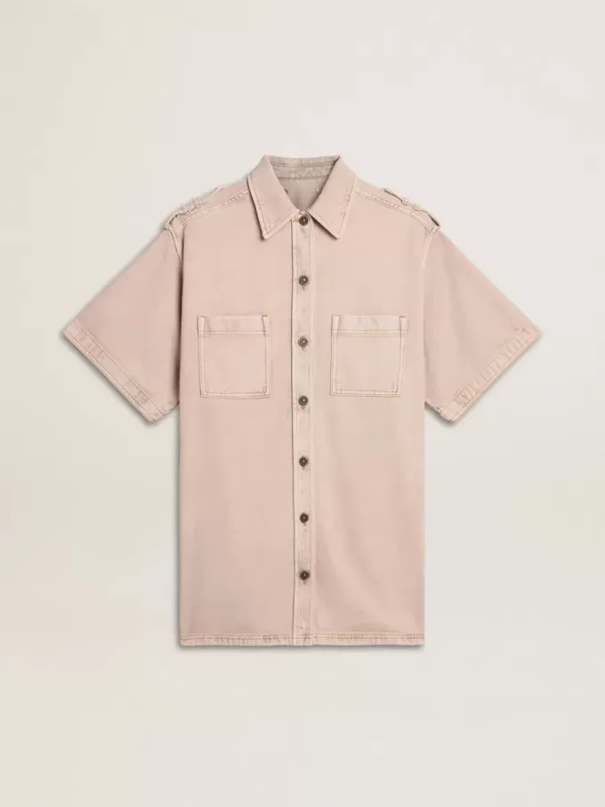 Oversized denimskjorta för damer i rosa färg Oversized denimskjorta för damer i rosa färg