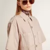 Oversized denimskjorta för damer i rosa färg Oversized denimskjorta för damer i rosa färg