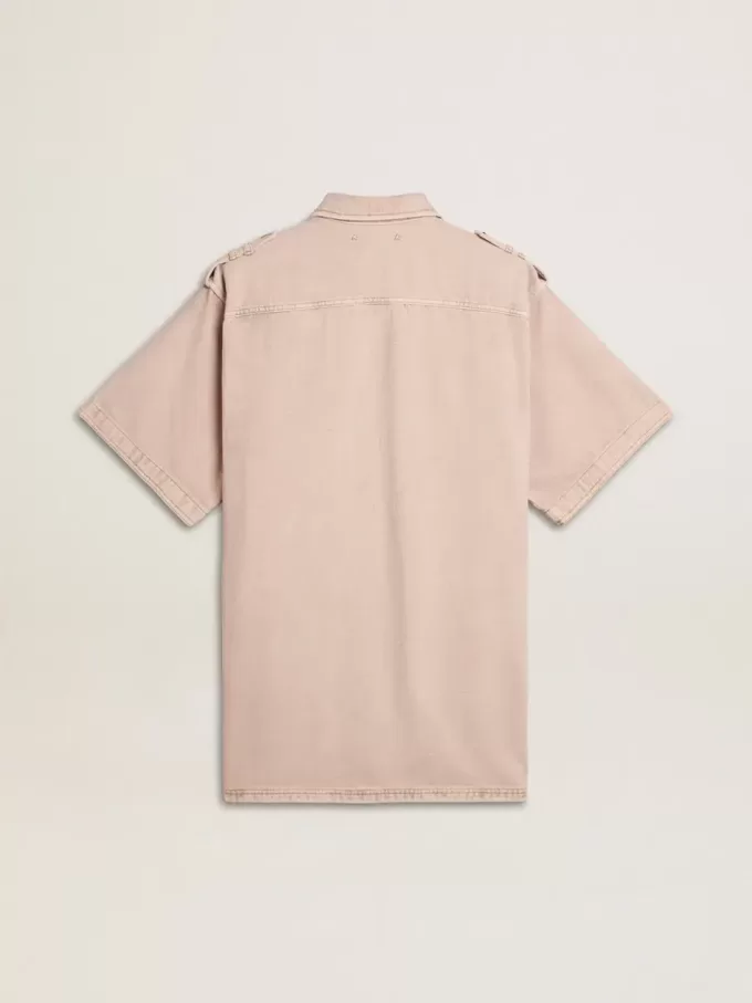 Oversized denimskjorta för damer i rosa färg Oversized denimskjorta för damer i rosa färg