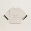 Oversized kort T-shirt för dam i vit jersey med broderi och tryck ”Venezia Mediterraneo”