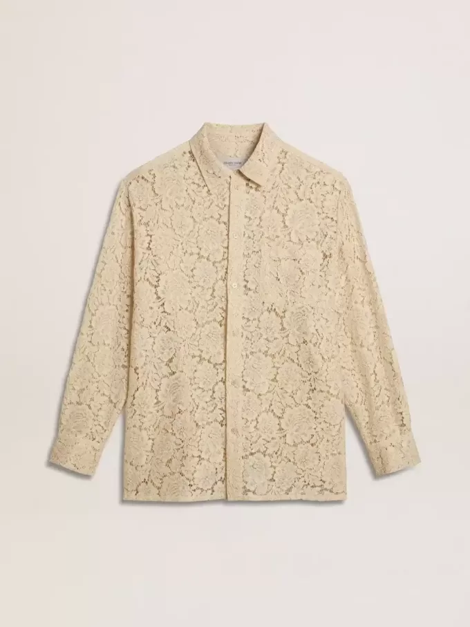 Oversized skjorta i krämfärgad genomskinlig spets Oversized skjorta i krämfärgad genomskinlig spets