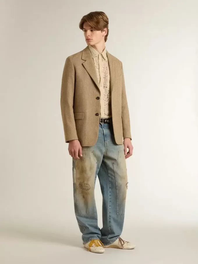 Oversized skjorta i krämfärgad genomskinlig spets Oversized skjorta i krämfärgad genomskinlig spets