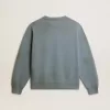 Oversized sweatshirt i babyblått med slitna detaljer