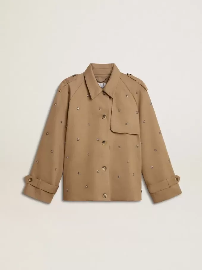 Oversized trenchcoat för dam med kristaller