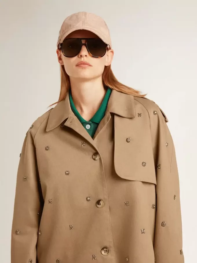 Oversized trenchcoat för dam med kristaller
