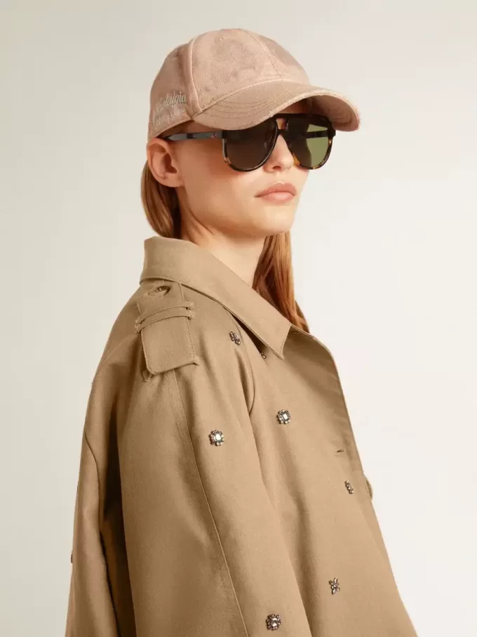 Oversized trenchcoat för dam med kristaller