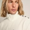 Papyrusvit sweatshirt med dragkedja och svarta stjärnor för herr