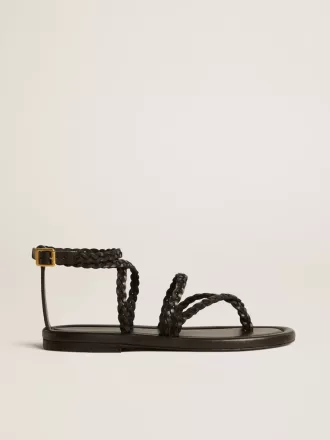 Penelope platta sandaler för damer i svart läder